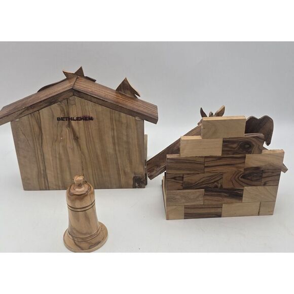 Lot of 3 Bethlehem Nativity Scene - Olive Wood Creshe Resin Israel - Picture 10 of 11